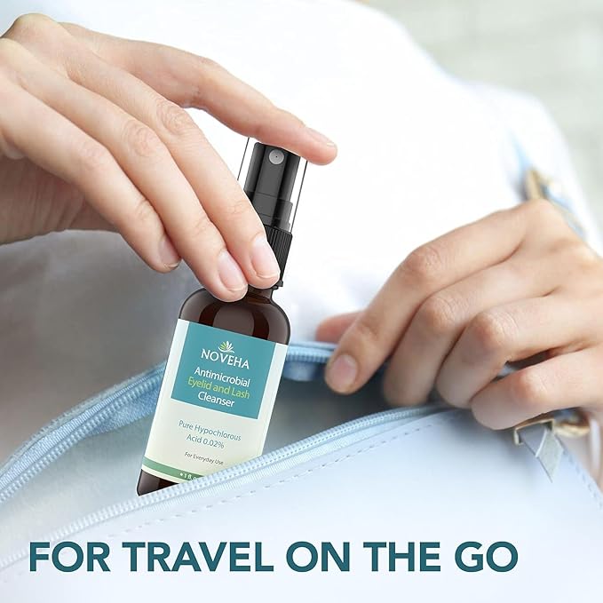 NOVEHA Eyelid and Lash Cleanser - Fast Acting Soothing Formula, Effective Relief from Irritation, Dry Eyes, Styes, Pure and Gentle Hypochlorous Acid Spray, 30mL (2 Pack)