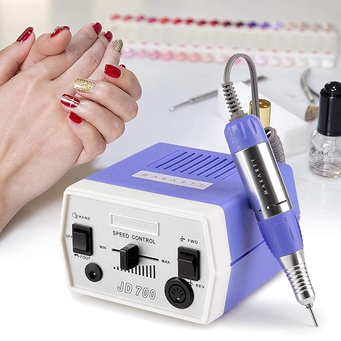 Makartt Nail Drill Electric Nail File Machine JD700 Professional 30000RPM Manicure Drill Bundle With 300Pcs Nail File Sanding Bands #80#150#240 Grits Nail Drill Bits Sanding Bands for Nail Drill