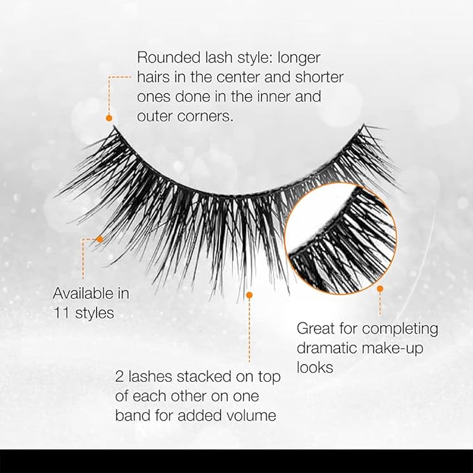 Ardell False Eyelashes Double Up 207 - Twice the Volume, Round Lash Style, Reusable Lashes, 4 Pairs, 1 Pack