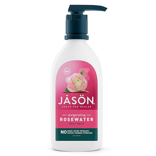 JASON Rosewater Invigorating Body Wash, For a Gentle Feeling Clean, 30 Fluid Ounces