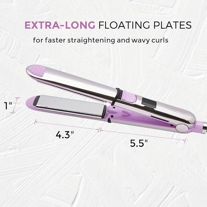2-in-1 Titanium Ionic Flat Iron,Professional Hair Straightener & Curler, Fast Heating, Dual Voltage, Pink, for All Hair Types