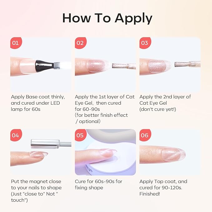 Modelones Cat Eye Gel Nail Polish Set, Holographic Glitter 6 Colors with Magnet Sparkle Galaxy Series Nude Pink Gel Polish Soak Off Led Gel Polish Kit Nail Art Gel Manicure Salon DIY Gifts