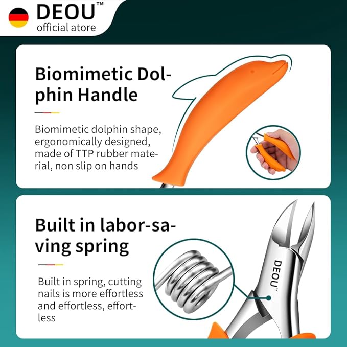 DEOU Podiatrist Toenail Clippers Ingrown Toenail Tools for Thick Nails and Inlaid Nails,Manicure and Pedicure Clippers,Heavy Duty Nail Clippers, Pedicure Tools (Orange)