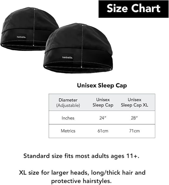 Hairbrella Premium Satin-Lined Mens Sleep Cap, Wave Cap, Adjustable Durags for Men, Durag Alternative for 360 Waves