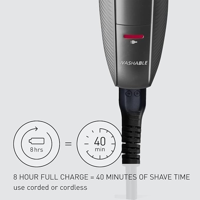 Panasonic Performance Hair Clippers with 2 Attachments and Adjustable Length Settings, Corded or Cordless Trimmer for Hair and Beard - ER-GC63-H (Silver)