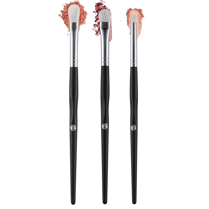 ENERGY Eyeshadow Brush Set 3PCS – Soft Natural Goat Hair for Smooth Blending,Eye Blending and Pencil Brushes for Flawless Makeup Application Black