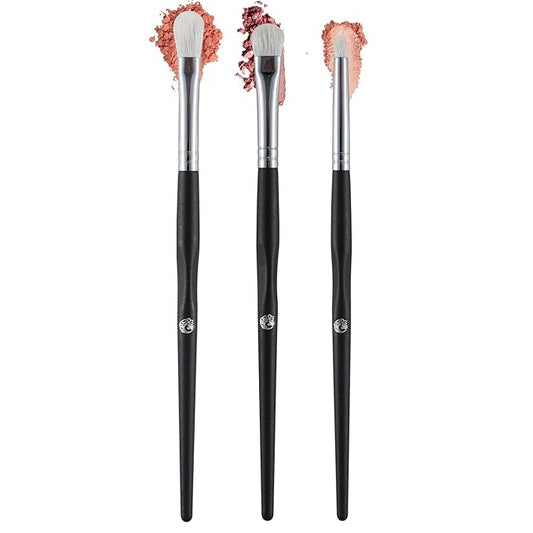 ENERGY Eyeshadow Brush Set 3PCS – Soft Natural Goat Hair for Smooth Blending,Eye Blending and Pencil Brushes for Flawless Makeup Application Black