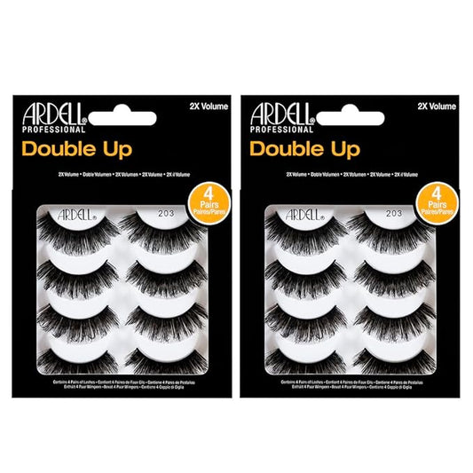 Ardell False Eyelashes Double Up 203 - Dramatic, Full Volume Lashes, Black Strip Lashes for Bold Eye Look, 2 Packs