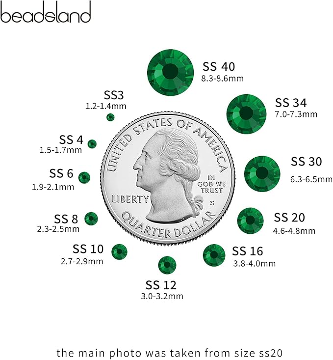 Beadsland Hotfix Rhinestones Bulk, 14400pcs Green Hot Fix Rhinestones for Crafts Clothes DIY Decoration, Emerald, SS20, 4.6-4.8mm