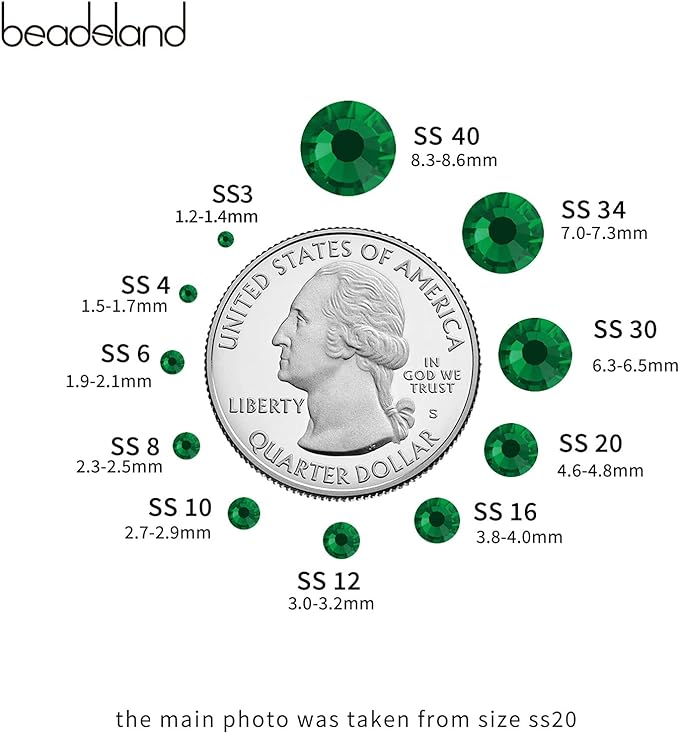 Beadsland Hotfix Rhinestones Bulk, 14400pcs Green Hot Fix Rhinestones for Crafts Clothes DIY Decoration, Emerald, SS10, 2.7-2.9mm