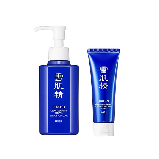 SEKKISEI Cleanse DUO Bundle, Treatment Cleansing Oil (5.4 oz) & Facial Cream Wash (4.5 oz) Face Cleanser kit