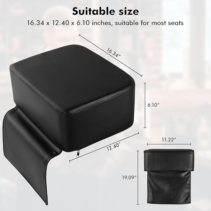 Salon Booster Seat for Kids, Children Hair Styling Seat Cushion PU Leather Barber Beauty Salon Equipment, Booster Seat for Kitchen Chair, Black