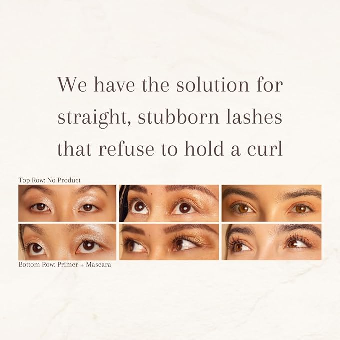 Gold & Olive: Set the Curve Eyelash Curling Mascara Primer - A strong hold longwearing natural makeup formula to keep straight stubborn short lashes curled up all day long