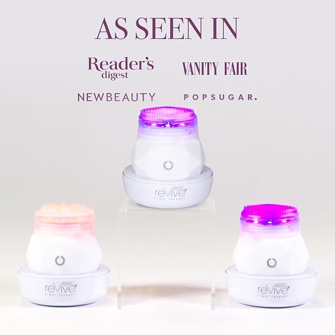reVive Light Therapy - Mini Soniqué LED Light Therapy Anti-Acne Sonic Facial Cleansing Brush, Reduces Appearance of Acne & Wrinkles, Travel Friendly