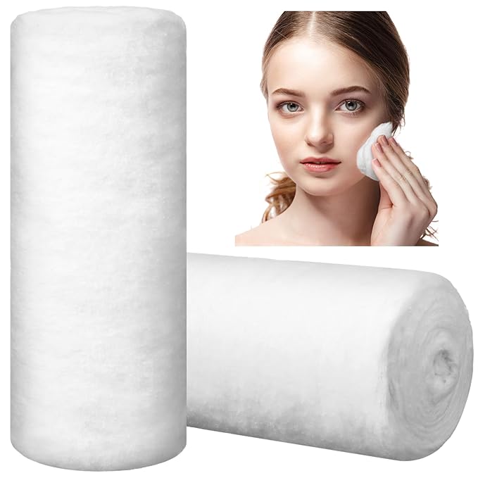 2 Rolls Cotton Roll for Cosmetic Application Product Removal 2.2 lb High Absorbent Soft Pure Cotton Ball Multipurpose Use for Makeup Remover Salon Beauty Baby Care