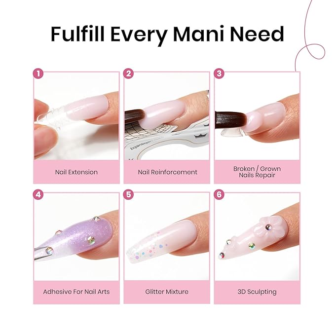 beetles Gel Polish 12 Colors Poly Nail Extension Kit Clear Jelly White Glitter Nude Pink Builder Manicure Enhancement Starter Set Need Cure UV Led Nail Lamp Balletcore Collection All-in-One Nail Art