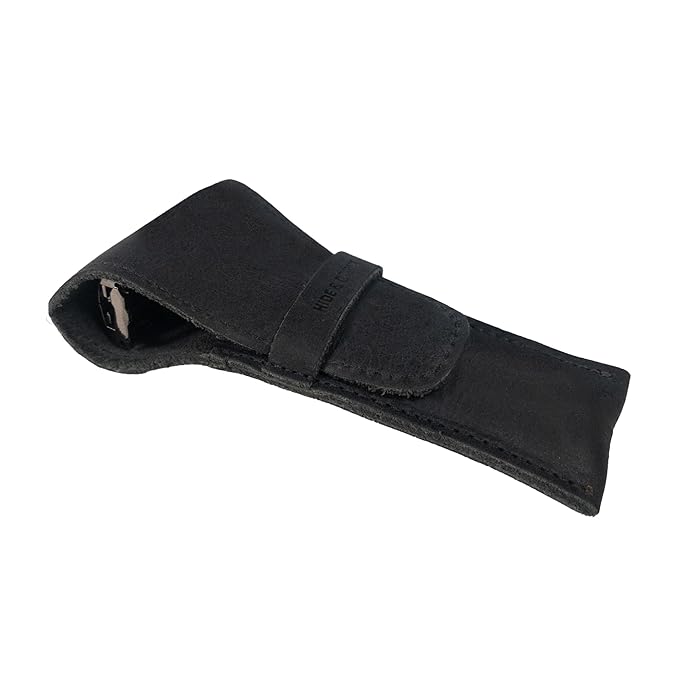 Hide & Drink, Leather Safety Razor Case, Shaving Accessories, Personal Care Essentials, Handmade Includes 101 Year Warranty (Charcoal Black)