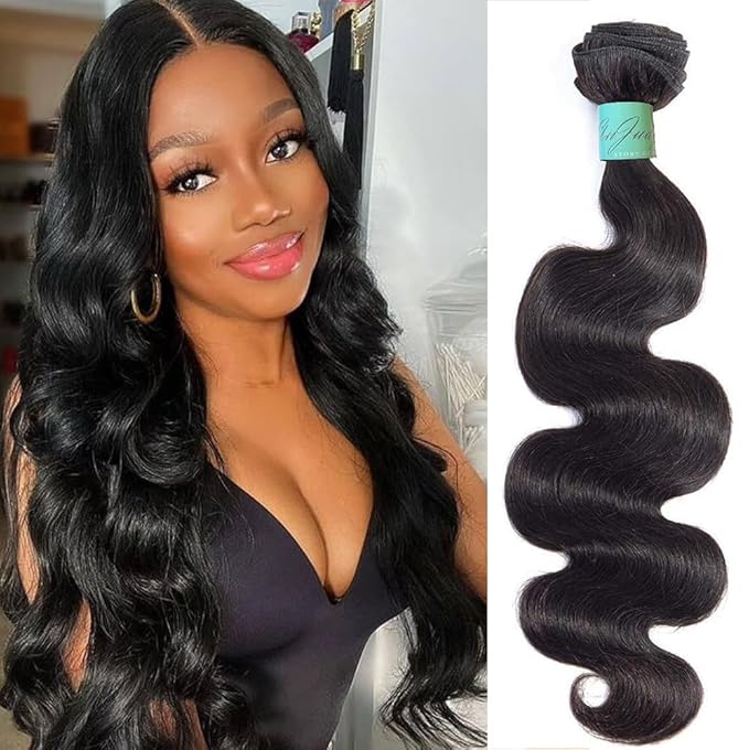 12A Body Wave Bundles Human Hair 20Inch 1 Bundle Human Hair 100% Unprocessed Brazilian Virgin Hair Double Weft Single Human Bundles Body Wave Deals Hair Extensions Natural Black