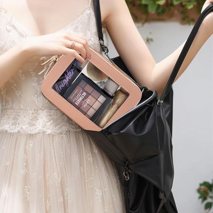 Clear Makeup Bag, Small Makeup Bag TSA Approved Toiletry Bag Cosmetic Travel Bag Cute Makeup Bag Organizer Makeup Case Pouch Car Essentials for Women Men