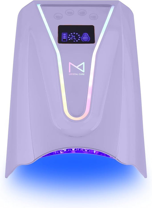 M - Crystal Cure 128W UV/LED Nail Lamp | Fast Curing with 45 Powerful LEDs | Cordless, Rechargeable, Auto Sensor |Gift Mom Professional Gel Nail Dryer for Manicures & Pedicures (Violet)