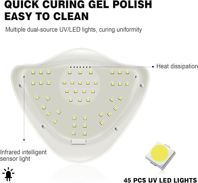 LAVAED UV Nail Lamp UV Light for Gel Nails, Nail UV Lamp Gel Nail Lamp Professional Fast Curing Light UV Nail Light with 4 Timer Setting Auto Sensor, LED Smart Gel Nail UV Light for Gel Polish