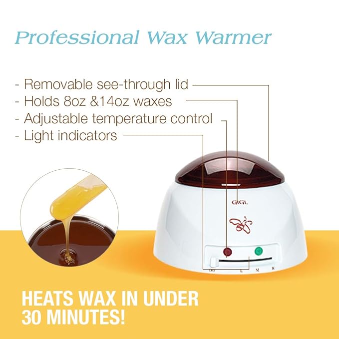 GiGi Brazilian Waxing Kit - At-Home Hair Removal Kit with Warmer, Hard Wax, and Pre & Post Treatments for Face, Bikini, and Body, 1-set