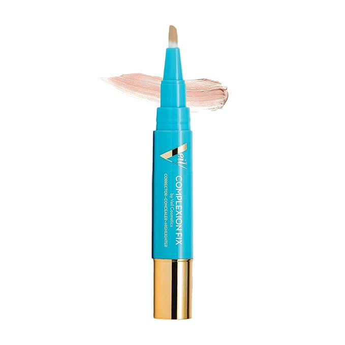 Veil Cosmetics - Complexion Fix Concealer - Liquid Concealer for Under Eye + Dark Circles - Highlight, Contour, Correct - Anti-Aging - Vegan Makeup Pen - Hydrating Lightweight (2P Light Pink)