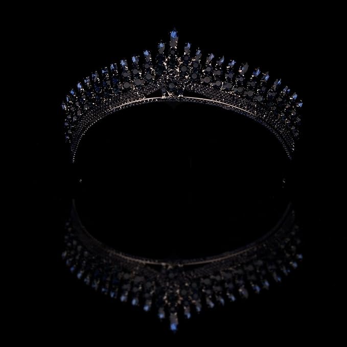 LIMELIA Women's Tiara for Henna Wedding Party|Glitter Hair Accessories for Bridal Birthday Pageant Prom Halloween Cos-play Christmas Party|Antares-Navy Blue