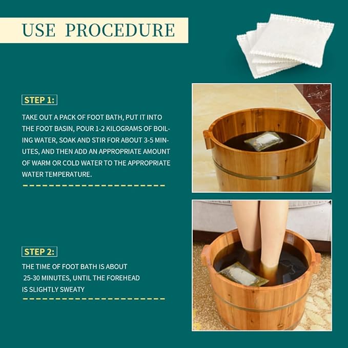 30 Bags Herbal Foot Soak with Mugwort & Ginger, Relaxing Foot Bath for Daily Wellness, 900g Natural Plant-Based Formula, 泡脚药包