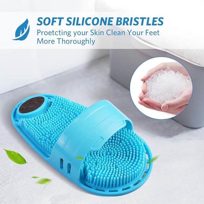 Silicone Shower Foot Scrubber Personal Foot Massage and Cleaning, Non-Slip Foot Scrubber for Men and Women (1PCS Blue)