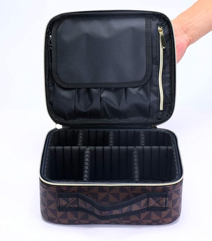 Travel Makeup Train MAKE UP Case Makeup Cosmetic Case Organizer Portable Artist Storage Bag with Adjustable Dividers for Cosmetics Makeup Brushes (COLOR BLACK)