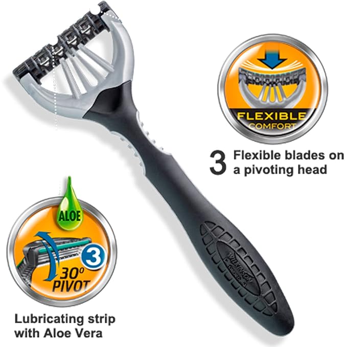 Wilkinson Sword Xtreme 3 Black Edition - Disposable 3-Blade Razors with Flexible Head | Flexible Comfort Technology - Format: Maxi Pack 10 Units