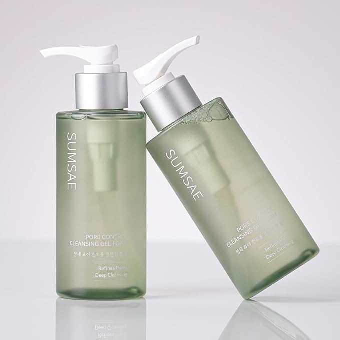 Pore Control Cleansing Gel Foam - Korean Skincare Gel to Foam Cleanser with Green Tea, Chestnut Shell, and Botanical Complex for Pore Care, Sebum Balance and Makeup Removal, 155ml / 5.24 fl.oz