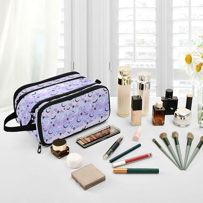 MNSRUU Starry Sky Makeup Bag - Large Capacity Travel Toiletry Bag with Cosmetic Organizer