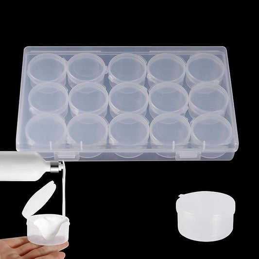 15pcs plastic cosmetic jar 7g/7ml clear case with snap lids portable,Travel Storage Cosmetic Samples Beauty Products Mini Containers with Lids, Airtight Cosmetic Containers with Lids