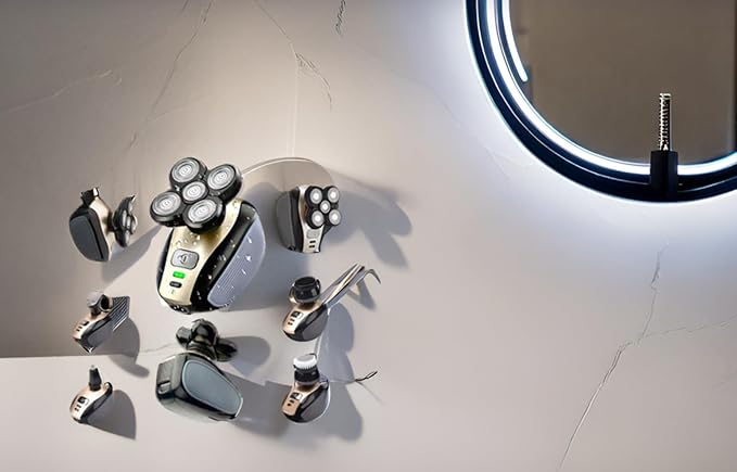 Electric Shaver Bald Head Shaver Head Shavers for Bald Men Electic Razor for Men Waterproof Cordless Trimmer for Nose Ear Face Body Wet Dry Men's Rotary Shavers for Head Shaving Machine 5 in 1 4D