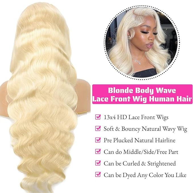 30 Inch 613 Lace Front Wig Human Hair 200 Density 13x4 Blonde Wig Human Hair Body Wave Lace Front Wigs Human Hair HD Transparent Lace Frontal Wigs Human Hair Pre Plucked Colored Wigs for Women