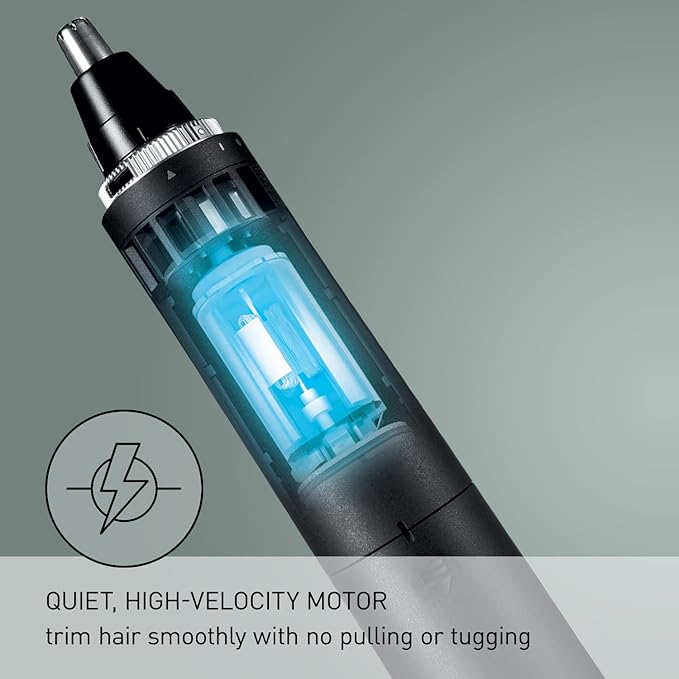 Panasonic Ear and Nose Hair Trimmer for Men with Vacuum Cleaning System, Powerful Motor and Dual-Edge Blades for Smoother Cutting, Wet/Dry – ER-GN70-K (Black)