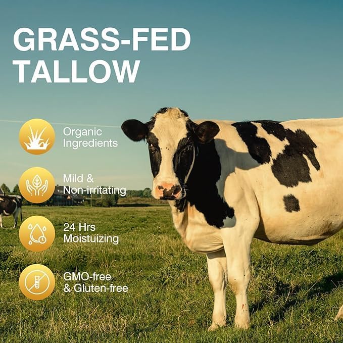 Beef Tallow for Skin, Tallow and Honey Cream,Tallow Face Moisturizer, Natural Organic Grass-Fed Beef Tallow Balm with Raw Honey Moisturizing Cream for Body Lotion Skin Care for Sensitive Skin 2 Packs