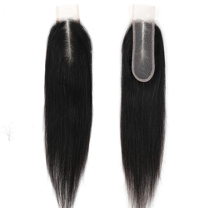 2x6 HD Transparent Skinlike Human Hair Lace Closure Straight 18inch 100% Brazilian 2x6 Closure Virgin Human Hair Kim K Middle Part Closure Closure Straight Natural Black Glueless Pre Plucked Bleached