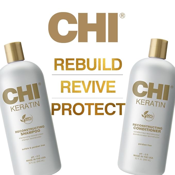 CHI Moisturize It Duo Keratin Shampoo & Conditioner Set, Hydrating Formula Restores & Strengthens Hair, Sulfate & Paraben-Free, 2 Bottles, 32 Oz