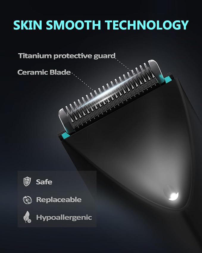 Electric Body Hair Trimmer for Men - Manscape Pubic Hair Groomer Waterproof Ball Shaver Type-C Rechargeable Cordless Replaceable Ceramic Blade Clipper Wet/Dry Male Professional Grooming Smooth