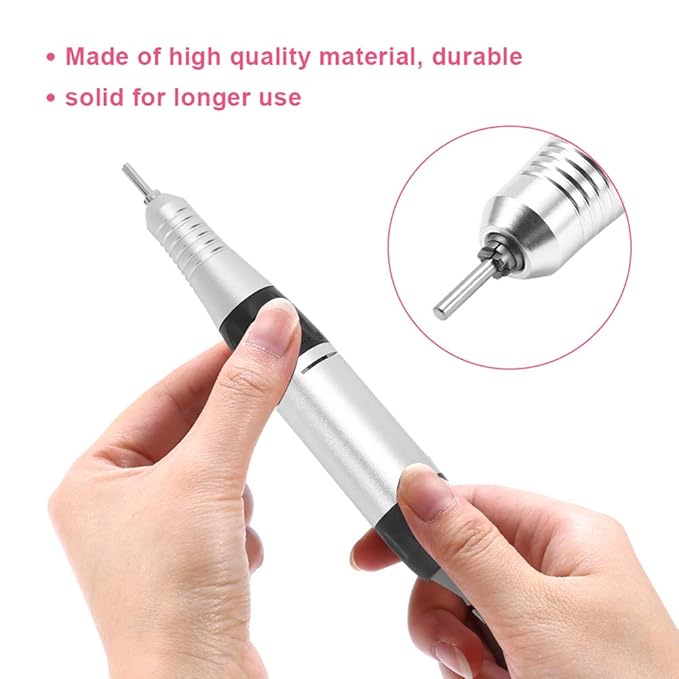 Nail Drill Handle, Nail Drill Handpiece Replacement Nails Professional 30000 RPM Electric Nail Drill Handle Handpiece Replacement Electric File Handpiece for Electric Nail Manicure