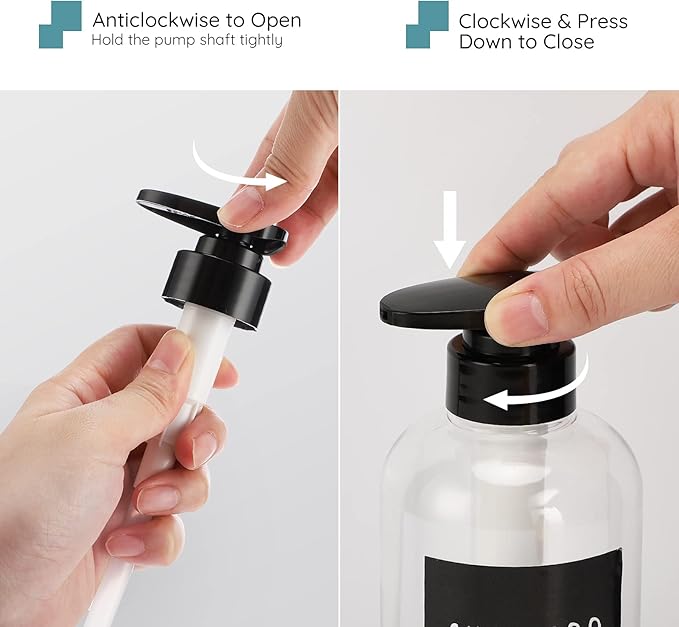 Shower Bottles with 2 Extra Pumps, Segbeauty 3 Packs of 16.9oz Shampoo and Conditioner Bottles with Funnel, 500ml Clear Refillable Bathroom Body Wash Dispenser, Reusable PET Squeeze Bottles with Pump