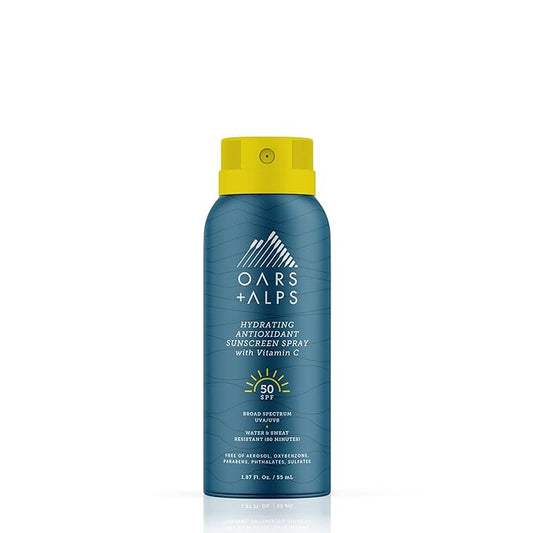 Oars + Alps Hydrating SPF 50 Sunscreen Spray, Infused with Vitamin C and Antioxidants, Water and Sweat Resistant, TSA Friendly, 1.87 Oz
