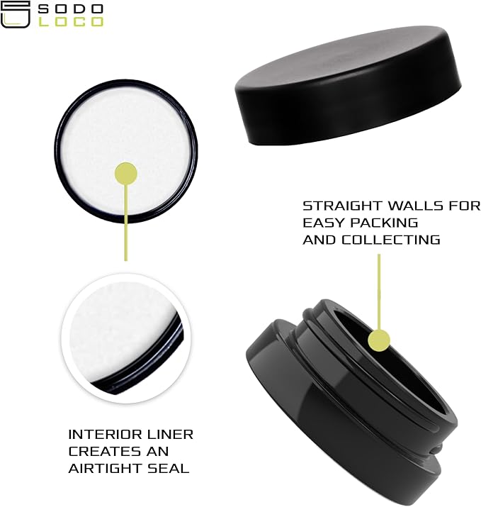 (90 Pack) 7ml Low Profile Thick Black Glass Jars with Black Lids - Airtight Containers for Oil, Lip Balm, Wax, Cosmetics