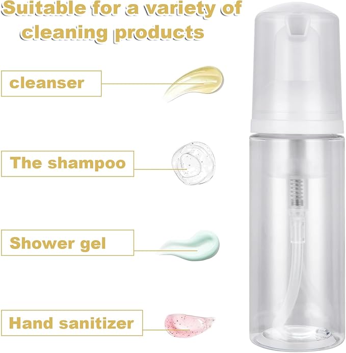 50 Pcs Foam Pump Bottle 1oz/30ml Travel Size Foam Pump Bottle Bulk Empty Lash Shampoo Bottles Small Foam Dispenser Bottle for Refillable Hand Sanitizer, Cleanser, Cosmetics
