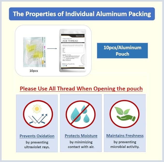 ACE PDO thread lift KOREA face/whole body - Mono Type (100pcs) - 11 sizes (30G25)