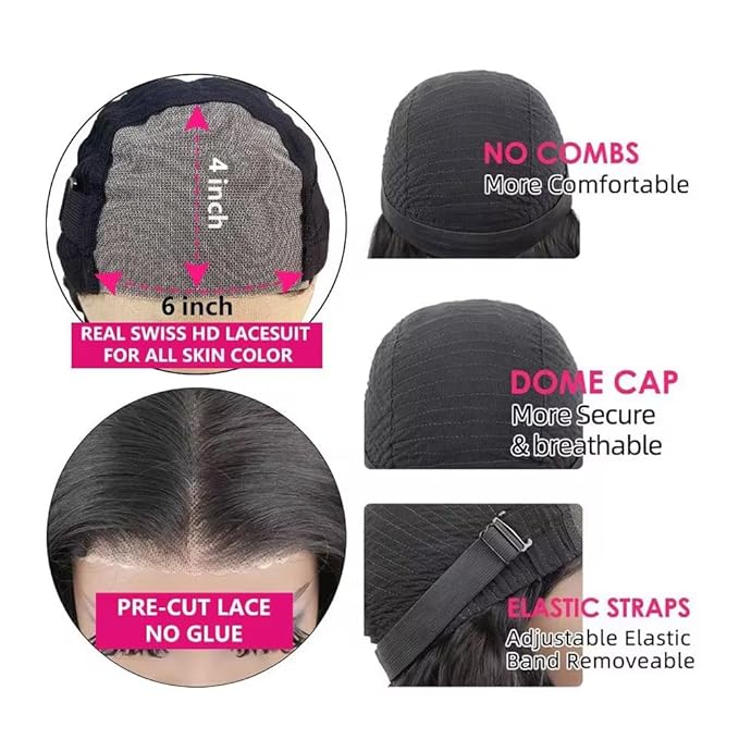 28 Inch 6x4 Lace Closure Wigs 180% Density Body Wave Lace Front Wigs Human Hair for Women Wear and Go Glueless Wigs Human Hair Pre Plucked Pre Cut