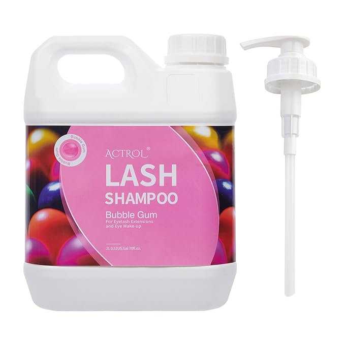 Eyelash Extension Cleanser Bubble Gum 2L Natural Lash Extension Shampoo Professional Eyelid Foaming Cleanser Paraben & Sulfate Free Non-lrritating with Salon and Home Care